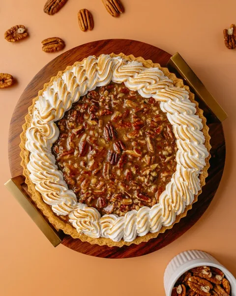 Tarta de Pecanas de SOAD Bakery decorada con chantilly